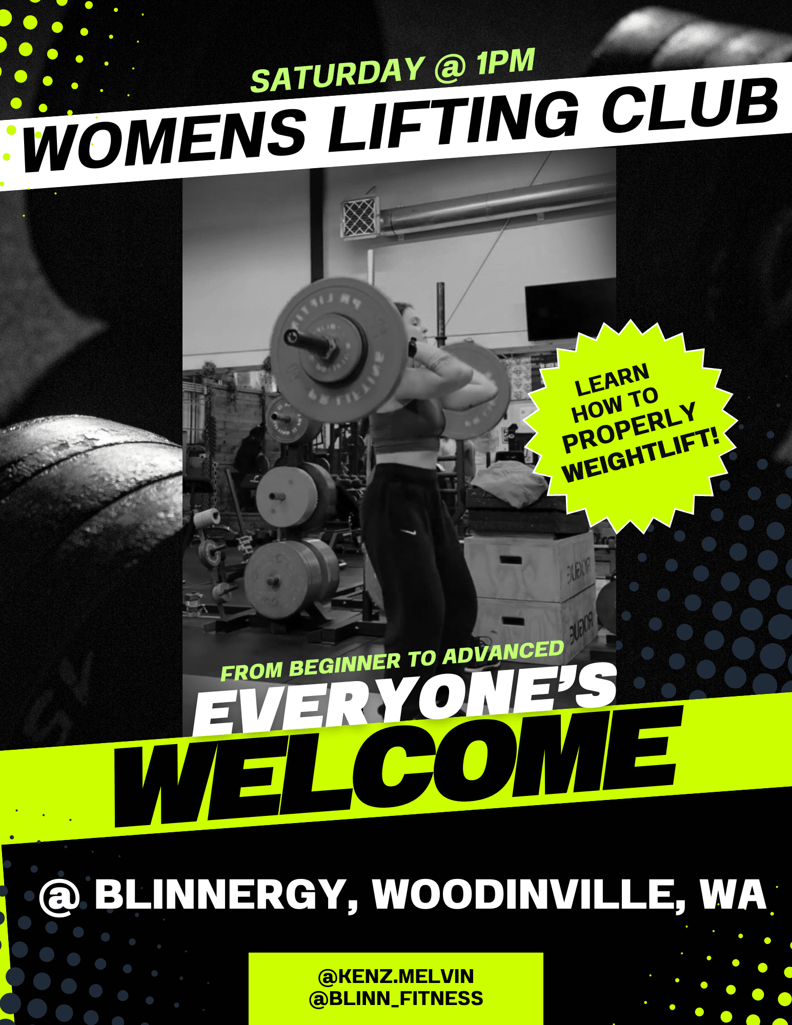 Womens Wightlifting Class with Kenzie at Blinnergy